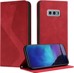 Coque Pour Samsung Galaxy S10e, Coque Samsung S10e, Housse Samsung S10e, Housse En Cuir Pu Pochette Portefeuille Magnetique Etui De Protection, Flip Case Pour Galaxy S10e (Rouge)