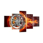 Impression sur Verre 125x70cm Tableaux Image Photo Wheel Flames Rim Decoration