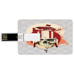 64G USB Flash Drives Credit Card Shape Skull Memory Stick Bank Card Style Racing Driver Skull with Helmet Dead Competitor Retro Horror Style Graphic Art Print,Multi Waterproof Pen Thumb Lovely Jump Dr