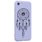 Coque violet Iphone 7 8 et SE 2020 et 2022 Dreamcatcher plumes