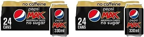 Pepsi Max 24pk x 330ml No Caffeine (Pack of 2)