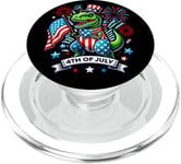 Dinosaure patriotique du 4 juillet T-Rex patriotique avec drapeau américain PopSockets PopGrip pour MagSafe