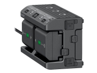 Sony NPA-MQZ1K - Batterilader / strømadapter - 4 x batterier lader - 2 utgangskontakter (USB) - for NP-FZ100 a6100 a6400 a6500 a6600 a7 III a7C a7R III a7R IV a7s III a9 a9 II