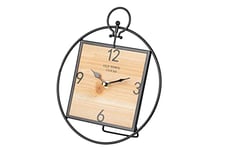 Adda Home Horloge de Bureau, métal/Bois, 23 x 7 x 26,5 cm