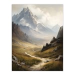 The Alps Path Switzerland Mountains A Panoramic Landscape Painting Unframed Wall Art Print Poster Home Decor Premium