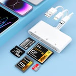 8-in-1 SD Card Reader Memory Card Reader for iPhone/iPad/Camera/Android/PC, iOS/Type C/USB-A to SD/TF/CF/Micro SD/XD/MS USB C OTG Card Reader Adapter High-Speed Camera Memory Card Adapter