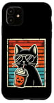 Coque pour iPhone 11 Trick or Treat Chat Noir Hipster Amusant Halloween Chat Noir