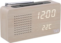 Tnb - Idee Cadeau Noel, Radio Réveil Multifonction En Bois Avec Led, Horloge Digitale Avec Affichage De Lheure, 1 Alarme Programmable, Eclairage Ajustable, Stations De Radio Fm ¿ Finition Bois