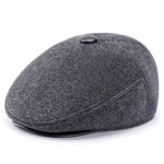 Winter Style Men'S Hat Woolen Thick Warm Berets With Earmuffs Male Bone Dad'S Hat Trucker Winter Hats For Men-Gray-2,59-60Cm