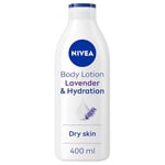 NIVEA Lavender Essentials Body Lotion (400ml), Soothing 72H Hydration NIVEA Moisturiser for Dry Skin Made with Natural Origin Oils and Lavender Scent