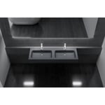 Double lavabo vasque à poser anthracite mat lave main Sogood Colossum830 140x48x13cm avec trop-plein