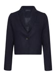 Lexington Clothing Paula Pinstripe Wool Blend Cropped Blazer Marinblå