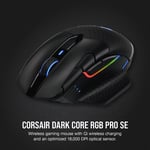 CORSAIR DARK CORE PRO RGB SE 18000 DPI OPTICAL WIRED / WIRELESS GAMING MOUSE WITH QI WIRELESS CHARGING - BLACK