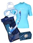 IQ-Company avec Masque et Tuba Protection UV 300 pour Femme by tusa Ensemble de Snorkeling Taille m XXS Turquoise - Turquoise