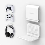 PlayVital Support pour ps5 Mural,2 pcs Fold Support Manette Casque pour ps5 pour ps4 Support Pliable pour Xbox Series X S/Switch Pro,Support pour Xbox Wireless Headset,pour Pulse 3D Casque-Blanc