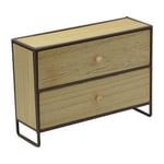 Meuble de rangement en métal et bois brun rouille 2 tiroirs cm29x10h21