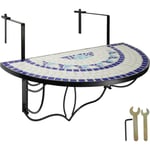 Table de balcon rabattable blanc/bleu 76 cm