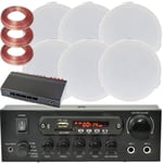 Bluetooth Ceiling Music Kit 3 Zone Stereo Amplifier & 6x Mini Flush Speakers