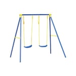 Balançoire de Jeu pour Enfants à Deux Places – Balançoire d'extérieur avec sièges réglables et Pieds antidérapants, idéale pour Jardin et terrasse, Bleu, en métal antirouille, 209 x 142 x 182 cm