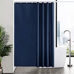 Furlinic Rideau Douche Long,Lavable en Machine,Imperméable,Tissu en Polyester,180x200 cm,Bleu Marine,Rideaux Salle de Bain pour Baignoire,Anti Moisissure,Antibactérien,Lesté,avec 12 Crochets