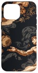 Coque pour iPhone 16 Pro Max Noir Art Déco Floral Michel-Ange Création Of Adam Sixtine