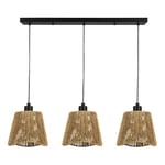 EGLO Suspension luminaire Lavister, lampe de plafond suspendue au style japonais, lustre pour salle à manger à 3 lampes, métal noir et papier enroulé naturel, FSC, douille E27, 91 cm