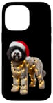 iPhone 14 Pro Max White Lagotto Romagnolo Santa Hat Christmas Lights Dog Owner Case