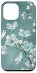 iPhone 12 Pro Max White Blossoms on Blue Background Stylish Floral Case