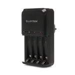 LLOYTRON Ultra Fast Smart AA/AAA LCD Home Battery Charger for NiMh Rechargeable Batteries - Charge 1 or 4 Batteries at Once - Fully Charged Indicator - B1508 - Black