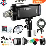 UK Godox AD200pro 2.4 TTL Outdoor Flash+AD-S7+AD-S17+AK-R1+H200R+X1T Trigger Kit