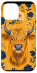 Coque pour iPhone 12 Pro Max Jaune Art Déco Pois Western Boho Highland Vache Floral