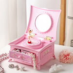 Klassisk roterande dansare Ballerina Music Box Smycken Organizer Pink