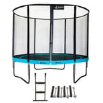 Trampoline de jardin rond 305 cm + filet de sécurité + échelle + kit ancrage  PUNCHI Bleu 300