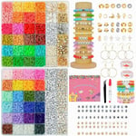 Muyans Perles Plate pour Bracelet, 14000+ Perles Heishi, Perles pour Bracelet de 6mm, 2 Boîtes DIY Kit Bracelet pour Bijoux avec Perles Lettres pour Adulte Enfant