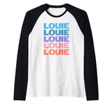 Funny Modern Repeated Text Design First Name Louie Raglan Baseball Tee