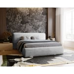 Lit avec rangement 140x200 Vitoria, Lit Double - Design Moderne - Gris clair (Symphony 19)