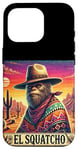 Coque pour iPhone 16 Pro El Squatcho Bigfoot Cowboy Sunset Funny Western Sasquatch