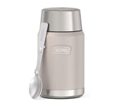 Thermos Icon Food Jar Pot alimentaire en acier inoxydable 18/8 à double paroi pour garder au chaud et au froid avec cuillère pliable, fond antidérapant, 0,71 l, beige/grès mat, 710 ml