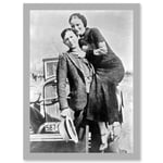 Clyde Barrow Gang Bonnie Parker Outlaw Criminal Photo Artwork Framed Wall Art Print A4