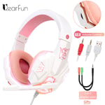 Pink with Light casque audio Casque de jeu stéréo Surround pour PS4 PC X box ordinateur réglable Gamer casque filaire avec micro antibruit Auriculares fifa 21 ""Nipseyteko