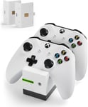 Xbox One Twincharge X - White - Charging Station For Xbox One S / X / Elite Controller / Gamepads, 2 Rechargeable Batteries 800mah, Dual Channel Charge, Led Charge Status Indicator