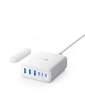 Anker Chargeur USB-C, Station de Recharge 6 Ports Sortie 112 W, pour iPhone 16/16 Plus / 16 Pro / 16 Pro Max/séries 15/14/ 13, MacBook Air, Pixel, Galaxy, iPad, et Autres (câble Non Inclus)