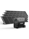 AFERIY Générateur solaire 3600 W avec 4 panneaux solaires de 400 W, batterie LiFePO4 portable 3840 Wh, 220 V-240 V, panneau solaire pliable avec USB, IP65, pour camping, voyage, pannes de courant