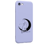 Coque violet Iphone 7 8 et SE 2020 et 2022 chat lune