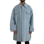 Dolce & Gabbana Veste Bleu Clair Laine Bouton Trench-Coat IT52/US42 / XL 3380usd