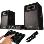 Pack sono complet ibiza DJ300 480W + table de mixage bluetooth + 2 HP + micro+ clé USB 32gigas