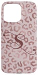 Coque pour iPhone 15 Pro Max Letter S Initial Leopard Rose Pink Cheetah Monogram