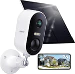 2K Camera Surveillance Wifi Exterieure Sans Fil,Camera Avec Panneau Solaire,24/7,Pan/Tilt,Detection De Mouvement/Son,Vision Nocturne,Suivi Automatique,Audio Bidirectionnel,Alexa