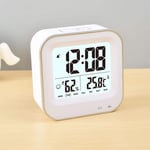 Small Compact Alarm Clock,travel clocks with Repeating Snooze, Night Light, Date and Temperature Travel Collection, USB charging,White
