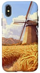 iPhone X/XS Wheat Fields With Windmills Landscape Vintage Graphic Case